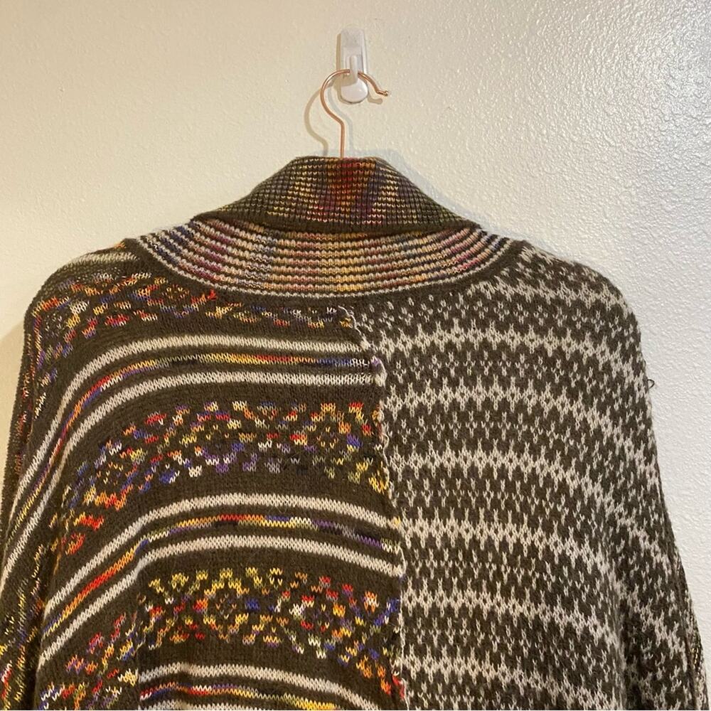 Free People Brown Multi Wool Alpaca Knit Poncho Sz S - Picture 8 of 12